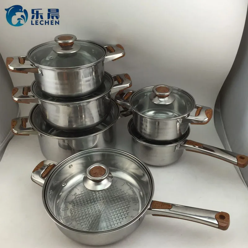 Double Bottom Cooking Pot Stainless Steel Stainless Steel Stock Pot  With Magnetic Cooking Pot Cookware Set