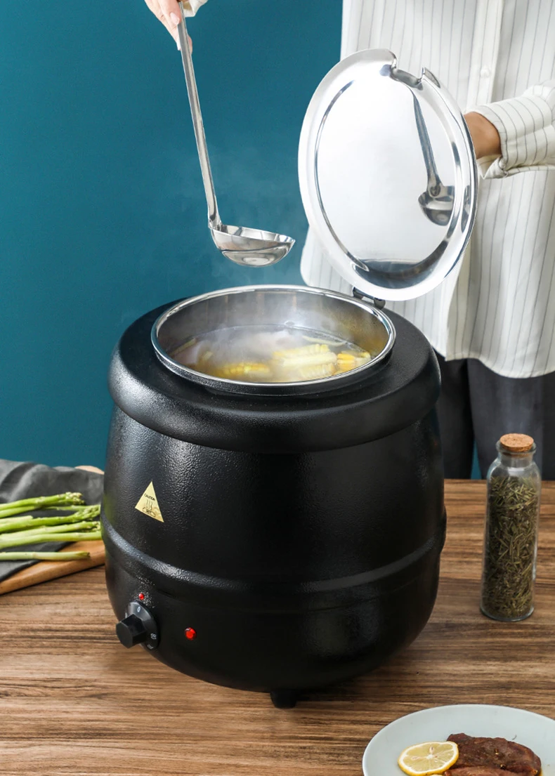 Hotel Restaurant Supplies Catering Buffet Soup Display 10L Black Color Electric Soup Kettle Warmer Buffet Equipment_9