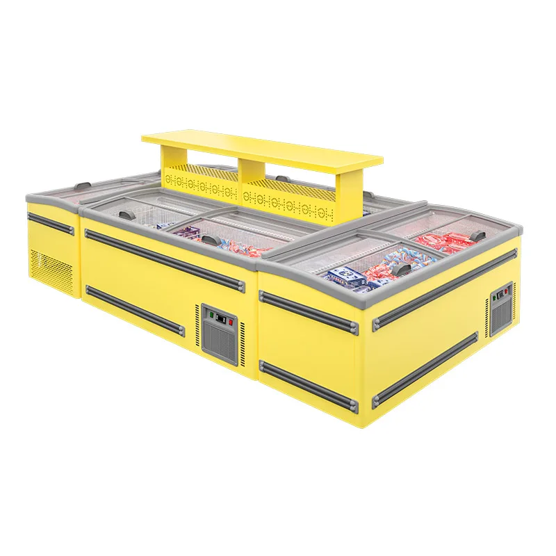 Supermarket Meat Type Island Chiller Chest Freezer Commercial