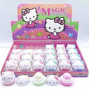 Custom pink cosmetic cute hello kitty kids animal moisturizing lip balm tins manufacturers for girls
