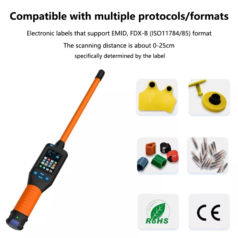 134.2khz Animal Reader Animal Scanner for Cattle Sheep Livestock RFID Ear Tag Microchip Foot Ring RFID Stick Reader