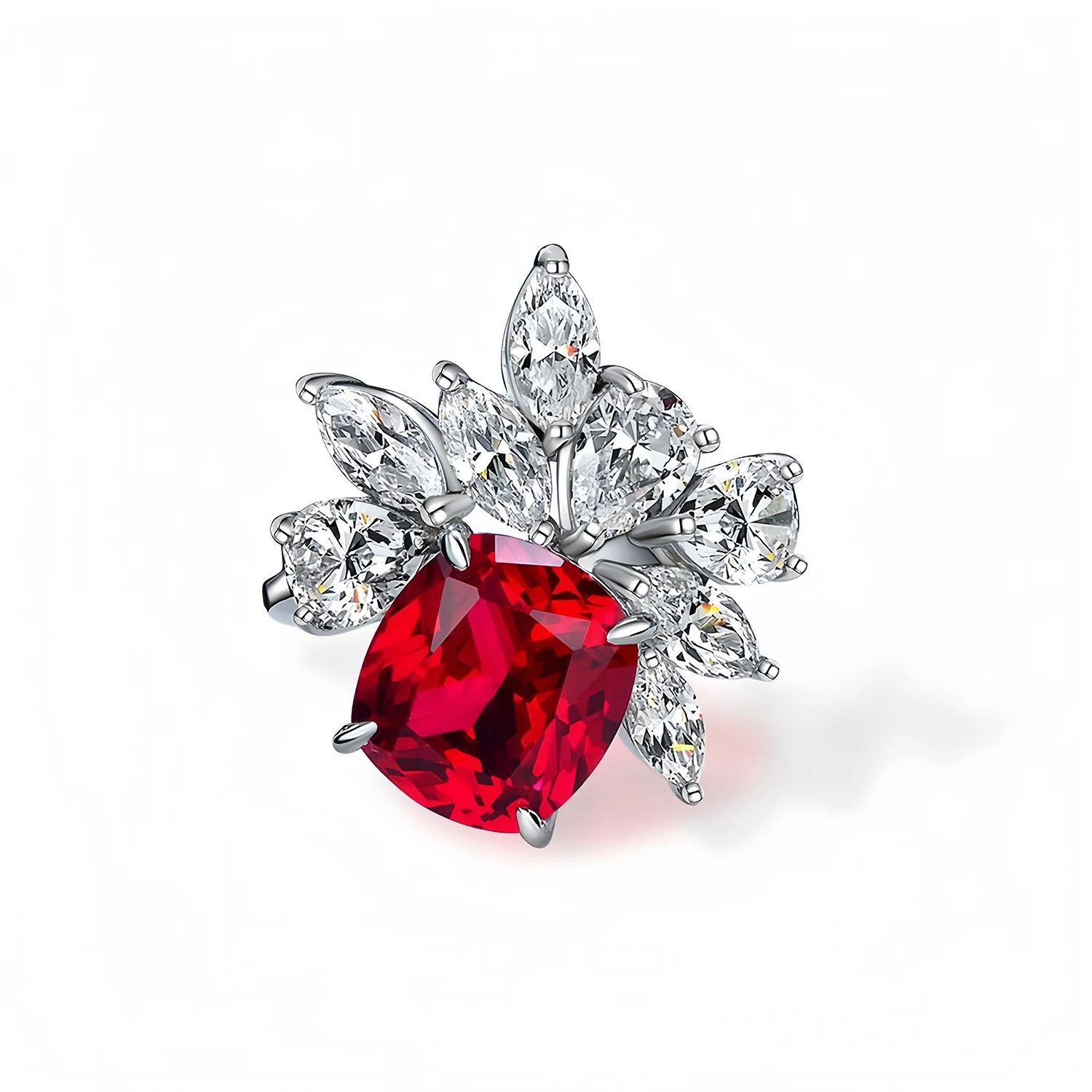 MUSHAN Jewelry Factory 925 Silver Rings Eternity Wedding Bands Lab Grown Gemstones Ruby and Sapphire High Carbon Diamond Ring
