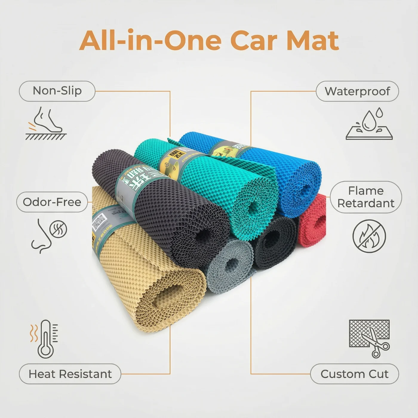 ARTES AT5006 Custom TPE Car Interior Floor Mats Luxury Anti-Slip Waterproof 6mm Thick Full Set Customizable Shapes