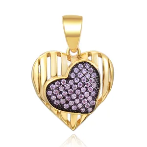 POLIVA Creative 925 Sterling Silver Pendants 3A Cubic Zirconia K Gold Plated Pave Setting Love Heart Pendant