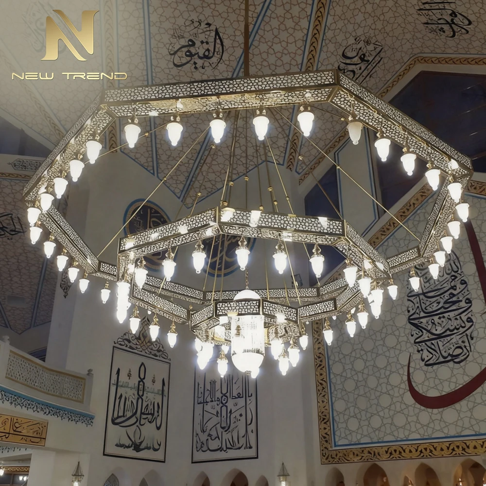 cpl-001 Oversized Islamic Geometric Chandelier – Custom LED Art Installation for Dome & High Ceiling Atrium