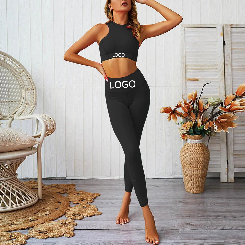 2021 hot sale wholesale custom logo solid color printing workout fitness clothes yoga sports suitt for  Women