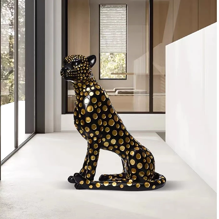 Custom Fiberglass Statue Anime Room Home Leopard Sculpture Interior ...