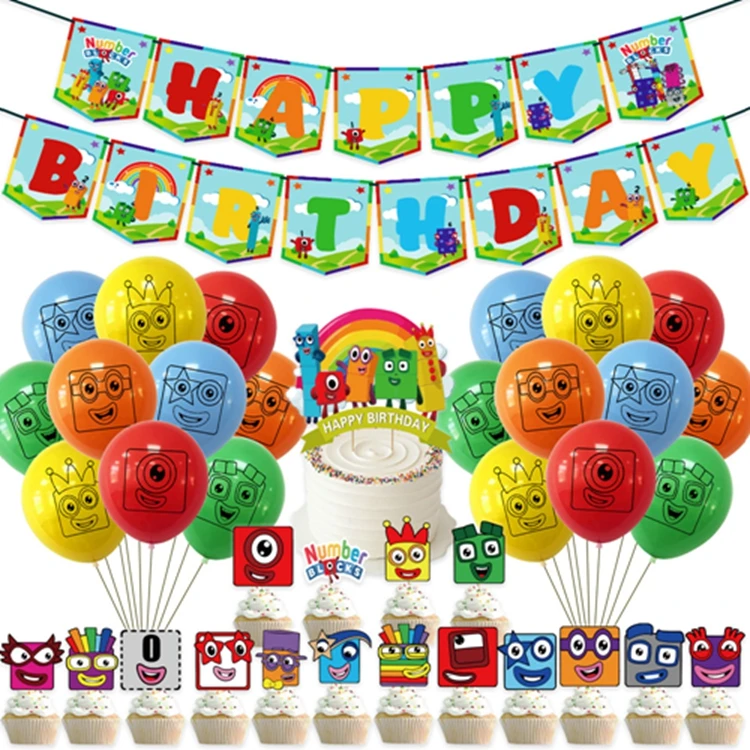 Nuovo Kit Decorativo per Feste a Tema Numeri per Compleanno di Bambini e Bambine con Palloncini, Striscione 'BUON COMPLEANNO', Bandierine e Decorazioni per Torte e Cupcake