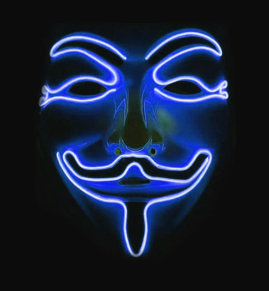 LED Anonymous Hacker Face Mask Light up VF for Vendetta Fancy Dress Vendetta Mask