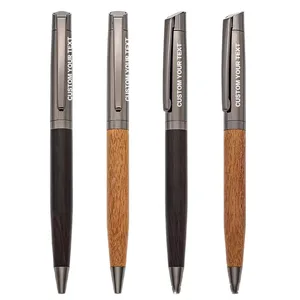 Original Wood Color Ballpoint Pen with 0.5mm Gel Ink Metal Wood Grain Design Gift Advertising Logo Printing