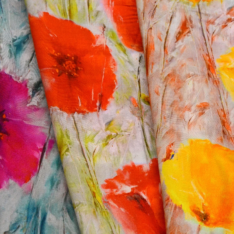 Изготовленный на заказ цифровой новейший женский цветочный принт Мягкая вискоза Вискоза атласная ткань для платья
