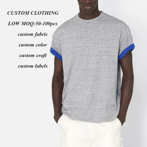 Summer Bulk Wholesale Short Sleeve Heavy Weigh Basic T Shirts Custom Reversible Contrast Color Men Thick Cotton Blank T Shirt