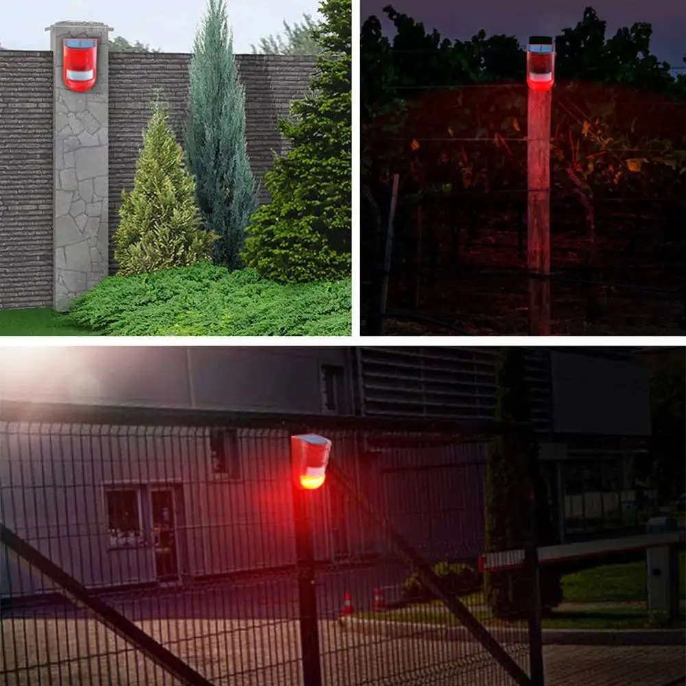 Датчик движения, сигнализация безопасности, аварийный светодиодный стробоскоп, сигнальная лампа, беспроводная садовая лампа для улицы, солнечный стробоскоп