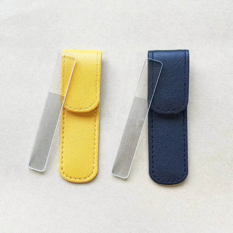 product factory made glass nail file leather case nail tool custom logo glass nail file-2