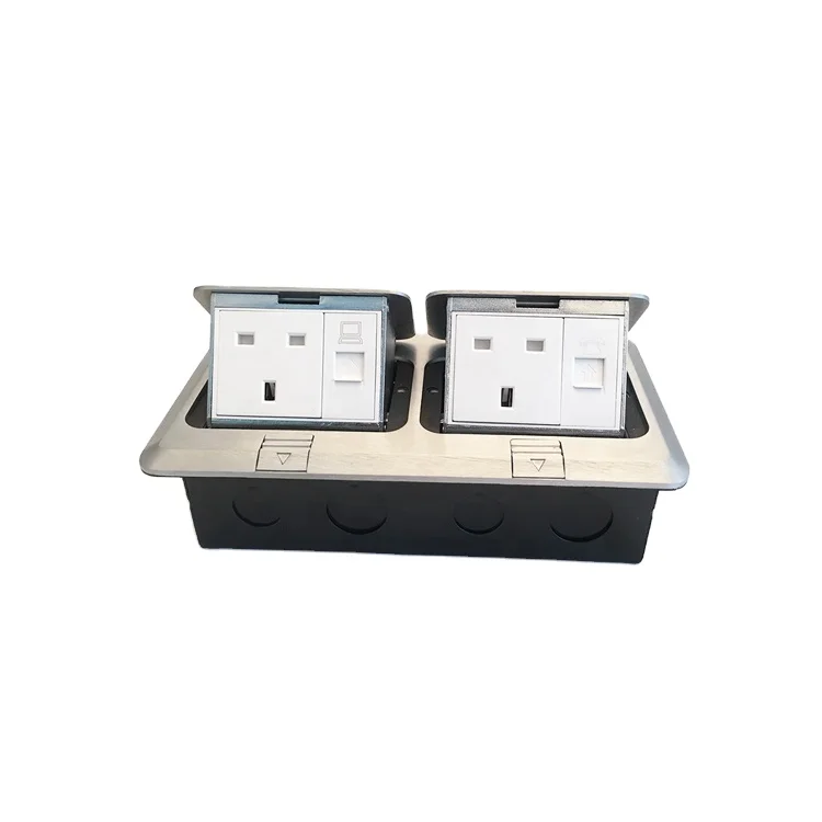 OEM ODM Duplex Soft Starting Saudi Arabia SASO Certificated Floor Socket Box With RJ45 and  UK Style Outlet