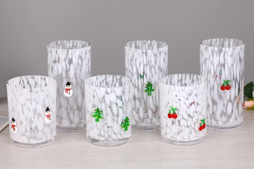 Wholesale Speckled Glass Crystal clear Customized Handmade Collins Highball Glass Tumbler Set 300ml