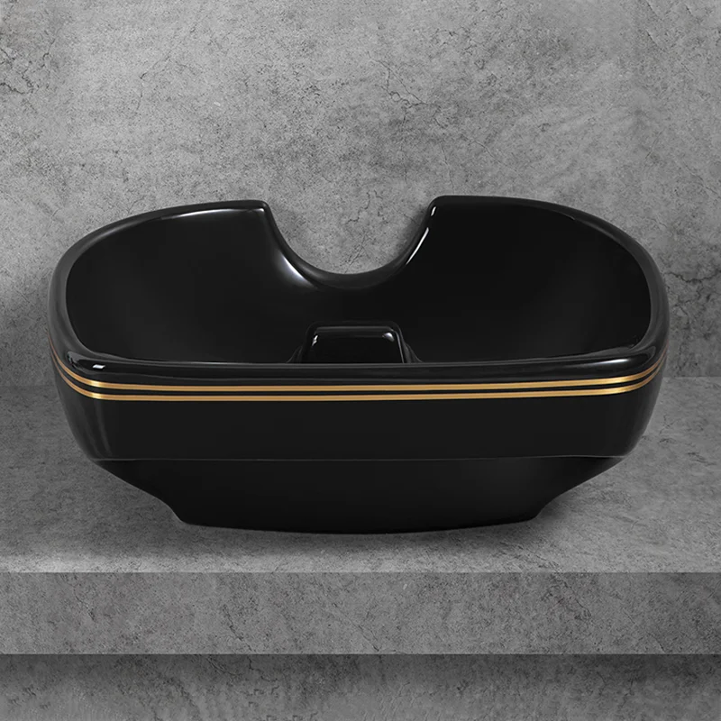 JX-019 Luxury Style Beauty Porcelain Good Quality Hair Salon Equipment Hairdressing Ceramic Shampoo Basin