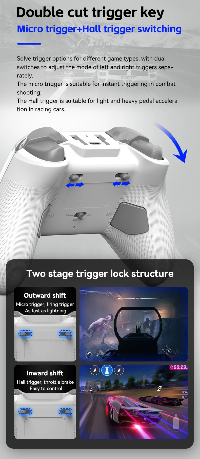 RALAN Z04 Hall Rocker Joystick Wireless BT5.3 Gamepad PC Android IOS ...