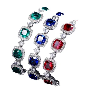 High Quality Stainless Steel Tennis Bracelets for Women Full Diamond Design with Composite Colored Zircon Gemstone