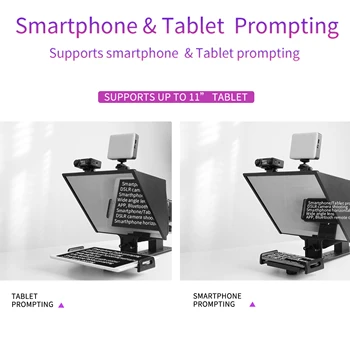 FEELWORLD TP13A Metal Teleprompter Beam Splitter GlassWide Lens DSLR/Smartphone Horizontal/Vertical Shooting Android/iOS APP detail image