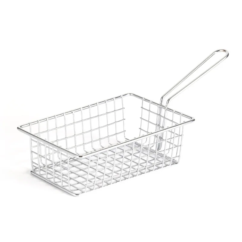 Mini Square Fry Basket Metal French Fries Chips Holder with Handle Desk Food  Presentation Mesh Basket Kitchen Accessories Tools - AliExpress