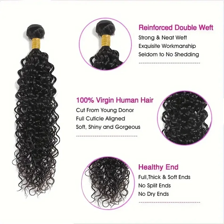 Water Wave Double Weft Bundles Human Hair For Women Natural Black Color 8-32 Inch_voghion.com