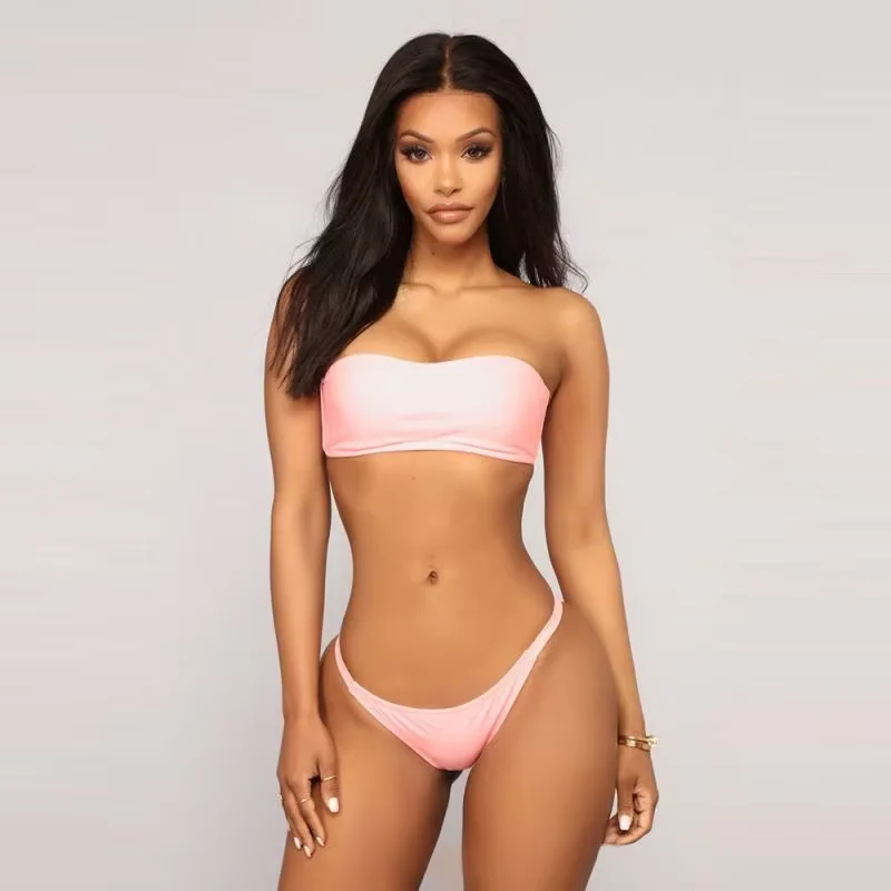 Vendor Silver Triangle Bikini Set Crystal Decor Seamless High Cut Swimsuit Backless XS Casual Beach Style Free Shipping