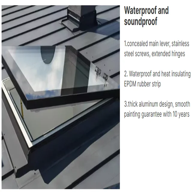 Custom Hollow Tempered Glass Transparent Aluminum Alloy Electric Skylight Electric Roof Window Skylight