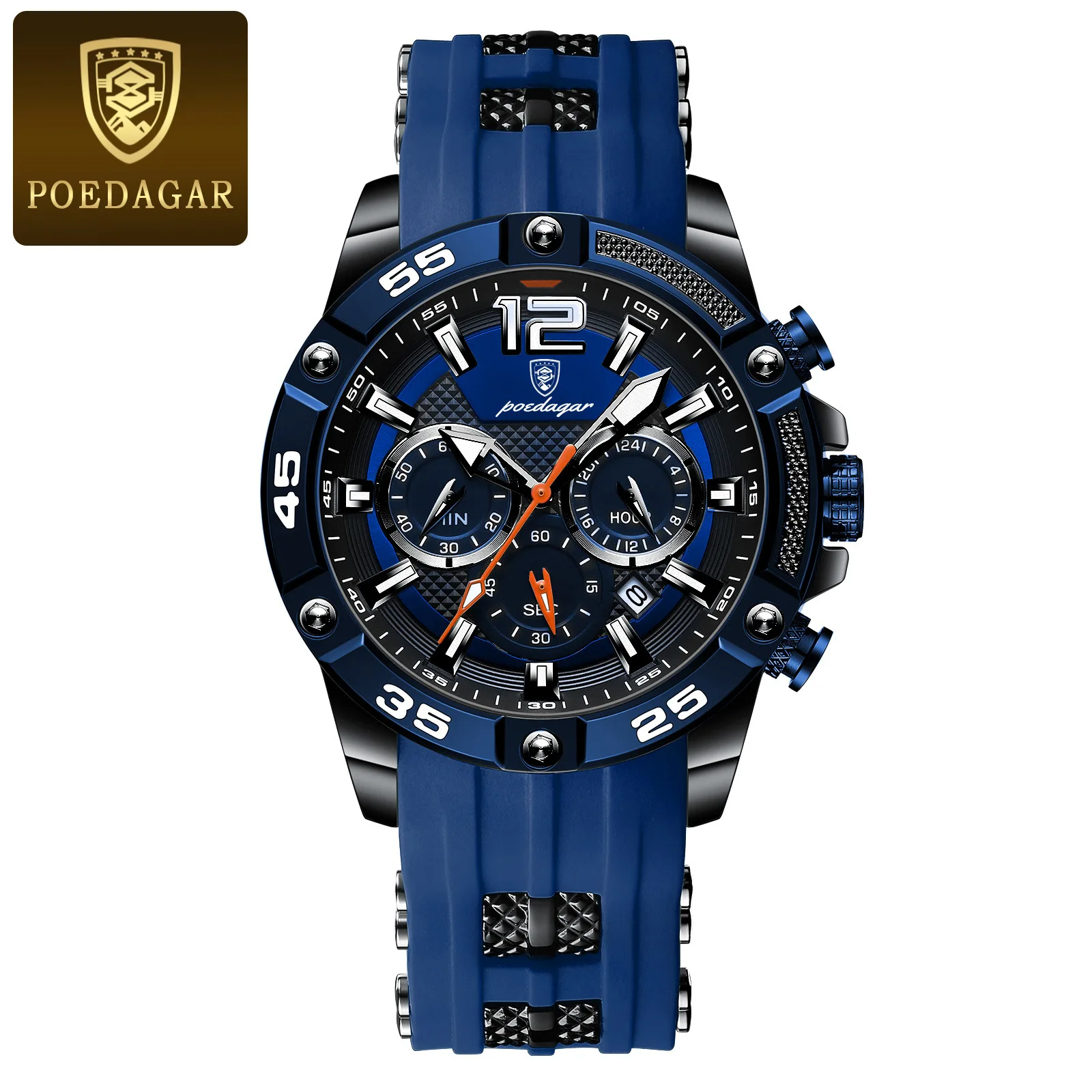 POEDAGAR 912 Casual Men Watch Luxury Waterproof Luminous Chronograph Date Man Wristwatch aperçu 5
