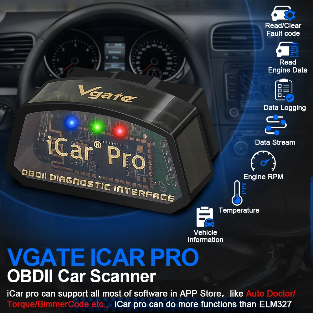 Vgate ICar Pro OBD2 Wireless Connection BLE Diagnostic Tool Lower Power Consumption for Android