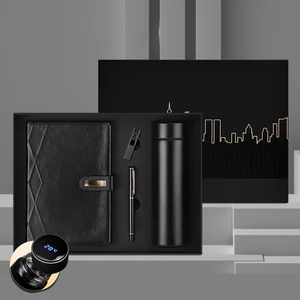 Custom Luxury A5 Notebook Set PU Business Journal Pen Thermos Cup Personalized Logo Gift Box Magnetic Thread Sewing Business