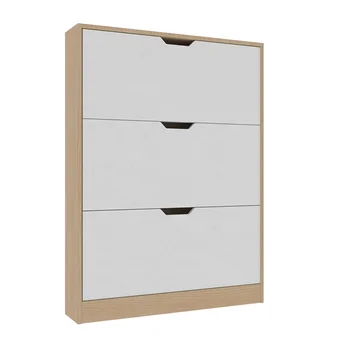 A three door shoe cabinet with abundant storage and strong weighing