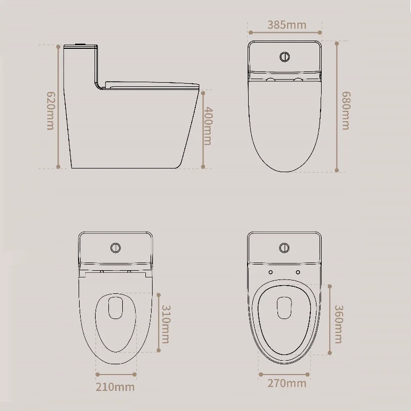 New design modern ceramic toilet bathroom floor mounted one piece water closet wc siphonic flushing toilet commode details