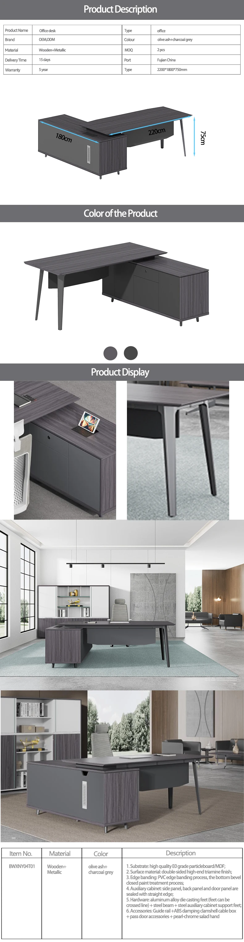 Office desk luxury executive modern office desk l shaped computer desk office furniture mesas