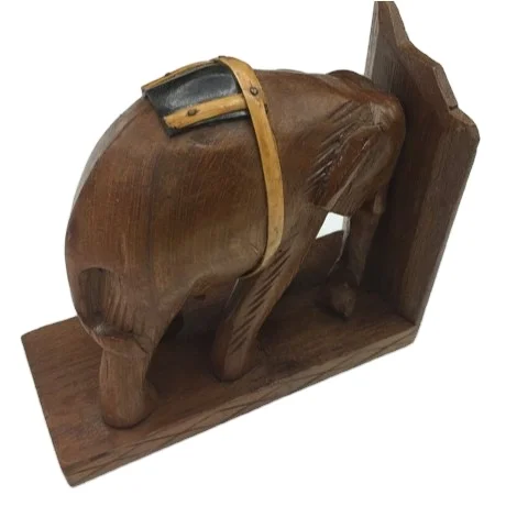 Handmade Elephant Carving in Teak Wood Nautical Style Popular Thai Souvenir Animal Wooden Tools Type