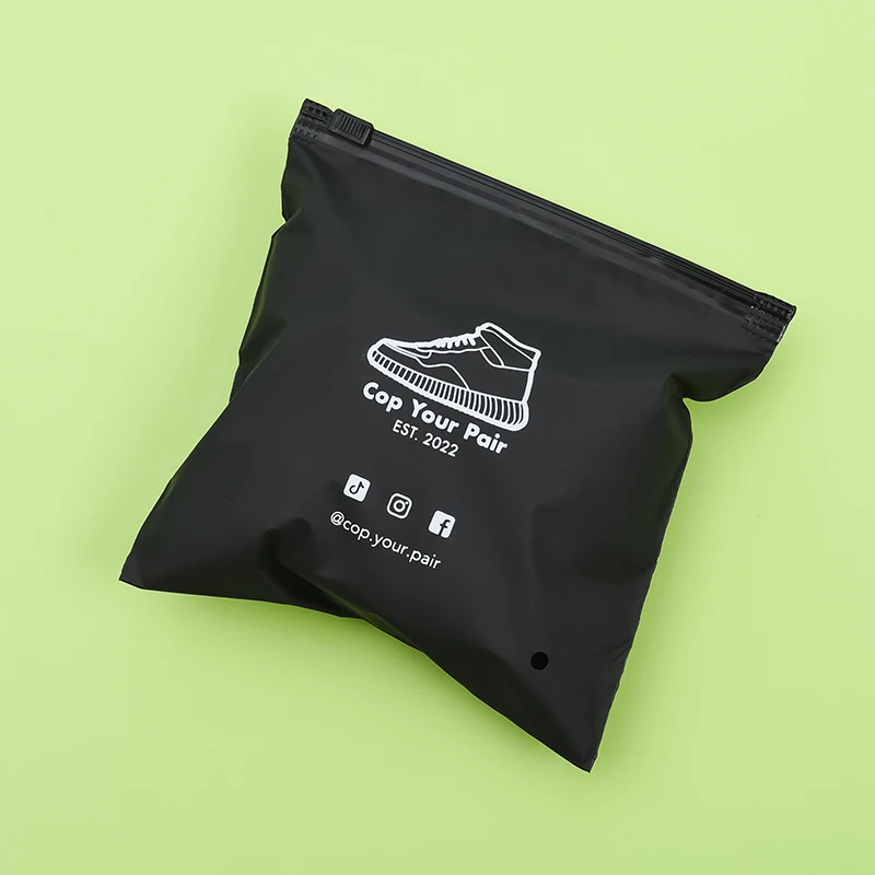 Eco Friendly Recyclable Personalized Logo Design Printed Zipper Bags Matte Black Frosted Ziplock Bags