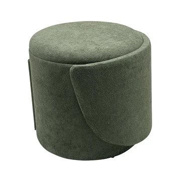 Fabric Storage Seat Home Space Saving Ottoman Stool with backrest