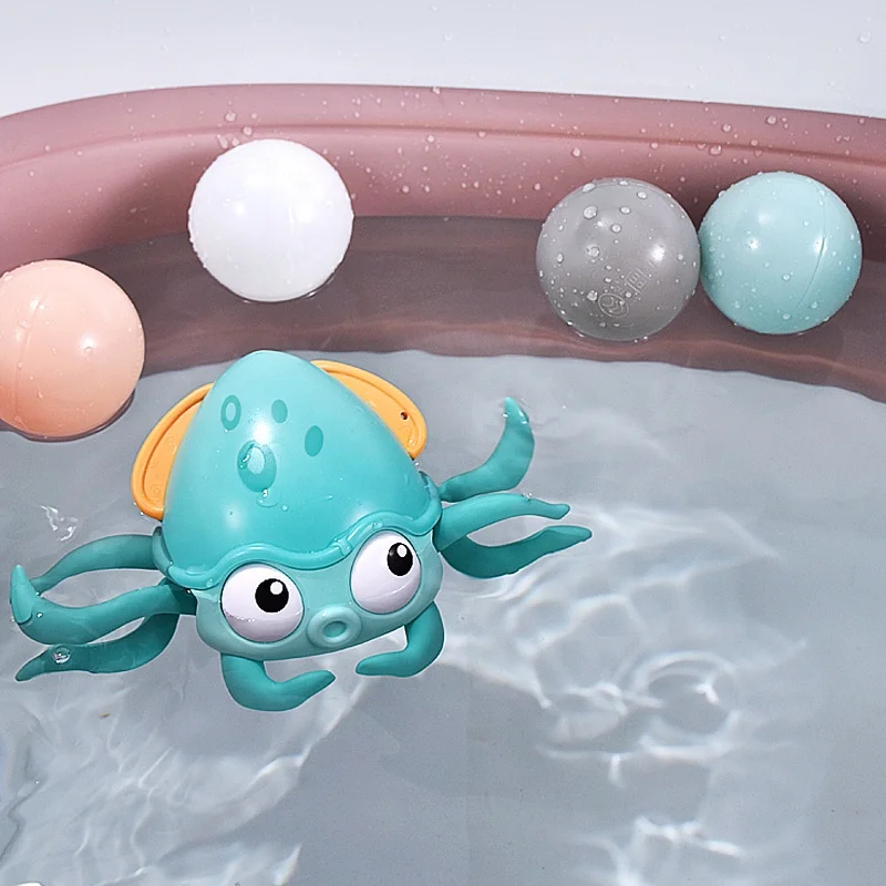 New Plastic Wind up Line Pull Floating Water Crawling Walking Octopus Baby Moving Bath Toy Animal With Water Toys Amphibious