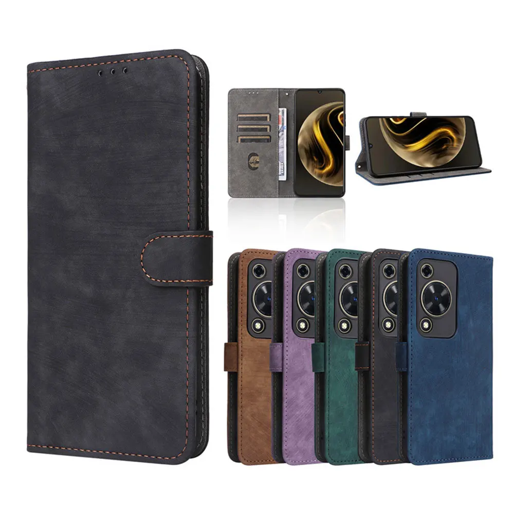 Black shockproof Card Holder Mobile Case Anti Fall Drop Proof PU Leather wallet Flip Cover For Huawei Enjoy 70