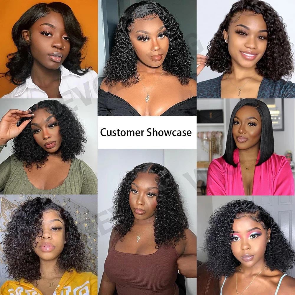 Water Wave Human Hair Bob Wig Glueless Pre Plucked Lace Front_voghion.com