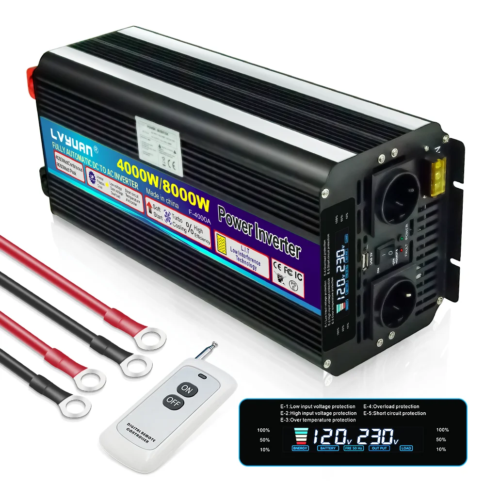 Lvyuan 4000w 8000w Car Converter Usb Output Inverter Charger 12v Dc