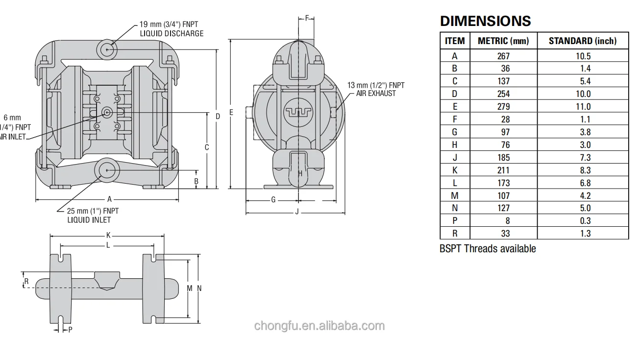 wilden 1 inch Aluminum alloy metal pump TZ2 WILDEN pneumatic diaphragm pump with santopene diaphragm details