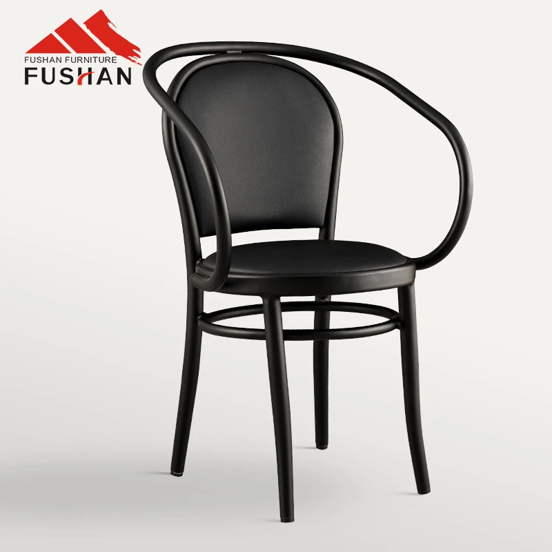 Modern Industrial Steel Armchair With Cushion Seat Stackable Dining Furniture For Home Kitchen Restaurant Hotel