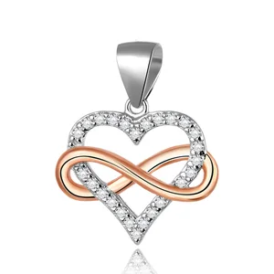 POLIVA Fashion 925 Sterling Silver Gold Plated Cubic Zirconia Heart Shape Infinite Love Pendant Gift Wholesale