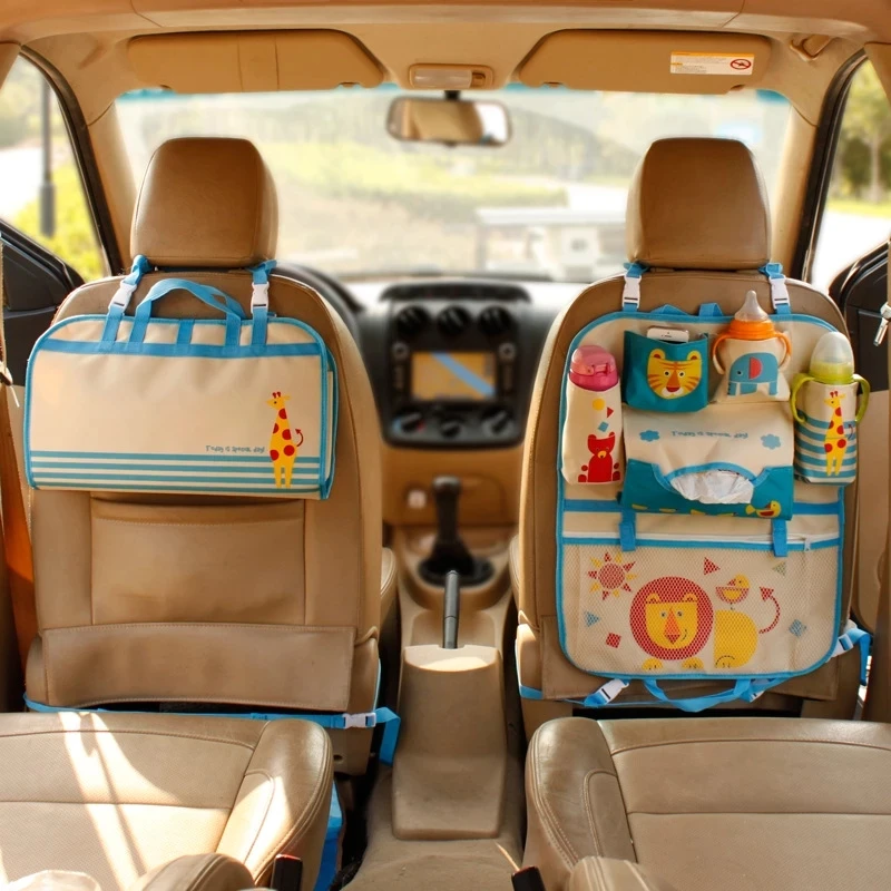 Cute Cartoon Car Back Seat Organizer for Kids Children Baby Multi-function  Car Seat Back Storage Hang Bag Pocket Foldable