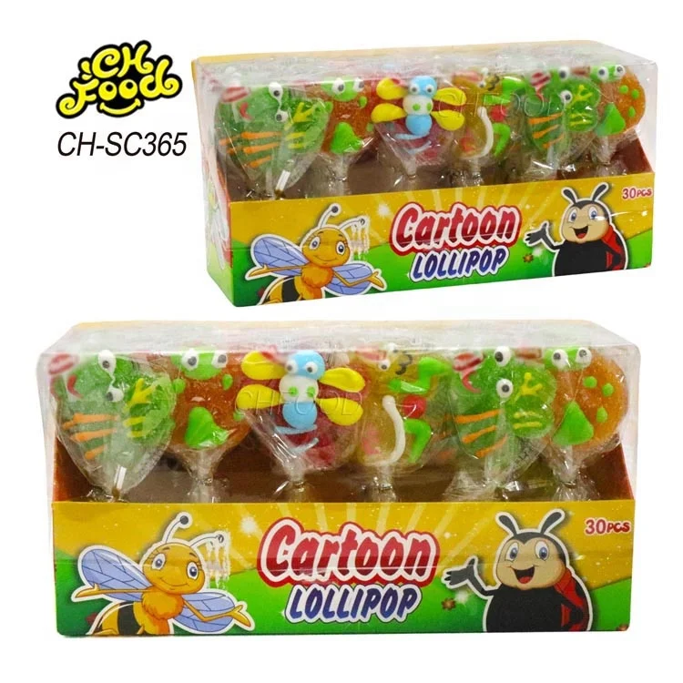 Wholesale and Custom Sugar Coated Cartoon Shape Jelly Gummy Candy Sweets Soft Candy Lollipop
