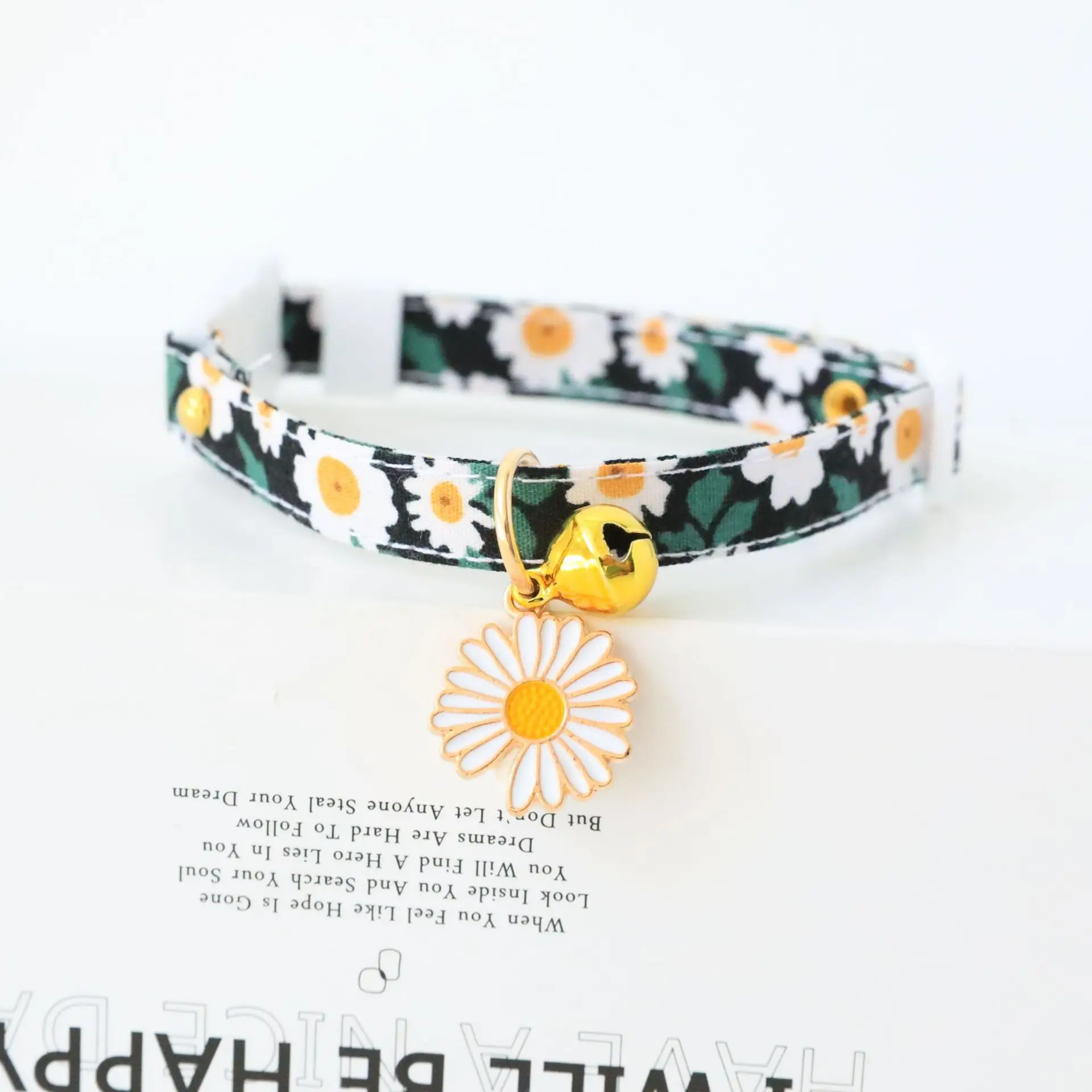 Small Flower Cat Pet Dog Collar Cute Cartoon Print Design Soft Neck Bell Decoration 16 Colors Breakaway Polyester for