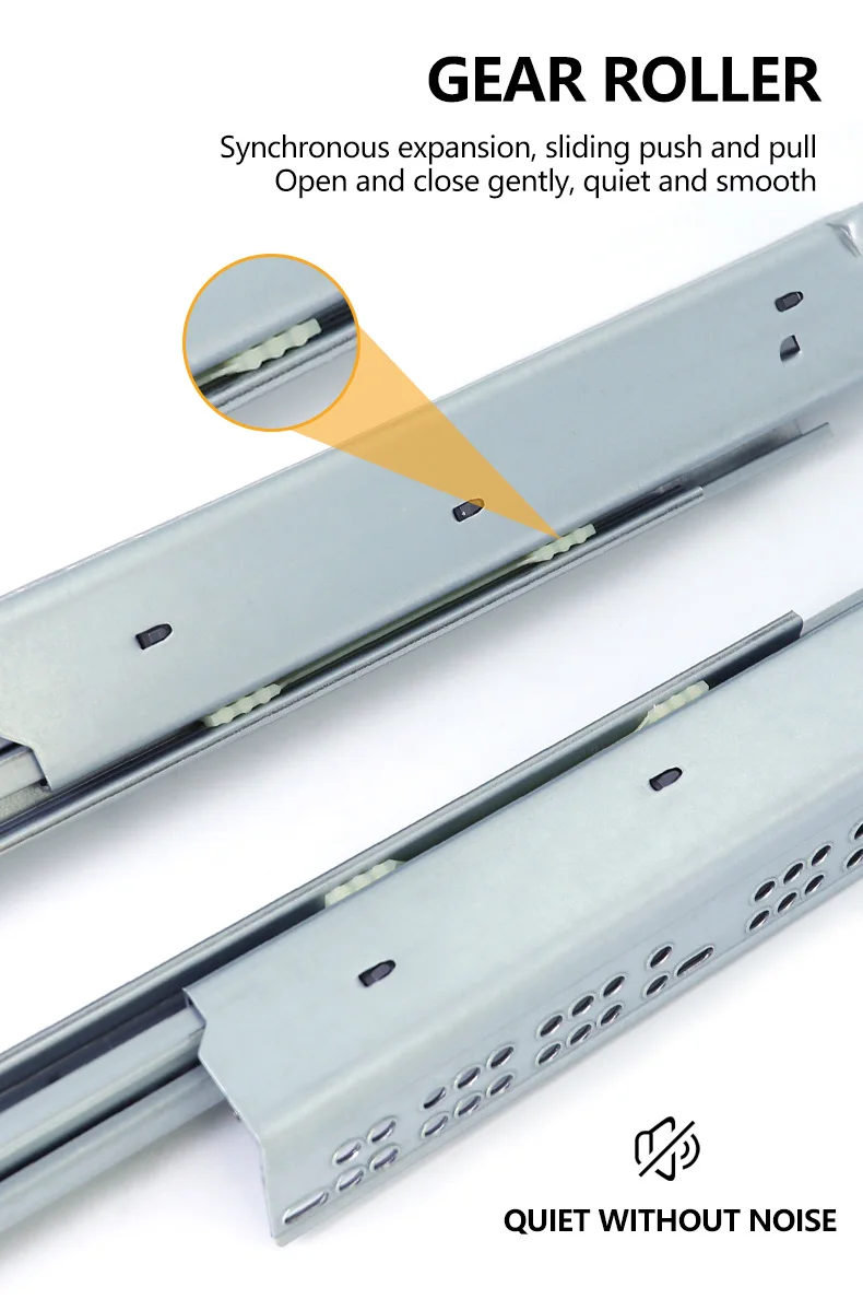 Heavy Duty Riding Rail Box Drawer Slide Soft Closing Furniture Cabinet ...