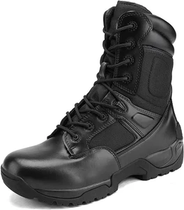 Hiking Shoes Men Outdoor Men's Tactical Work Boots Side Zipper Leather Motorcycle Combat Boots Shoes