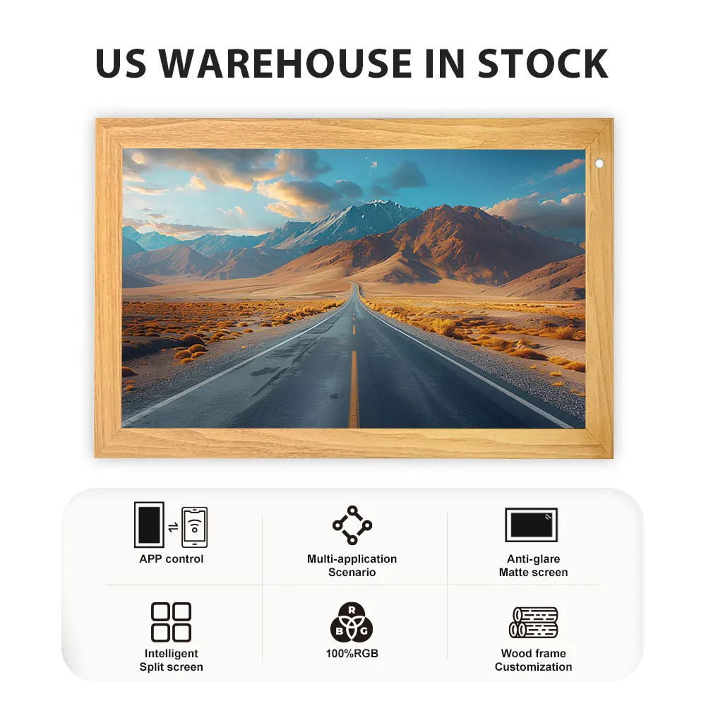 AMABOO 21.5 Inch Android Wooden Digital Frame Lcd Screen Wifi Photo Frame Digital Signage Movie Poster